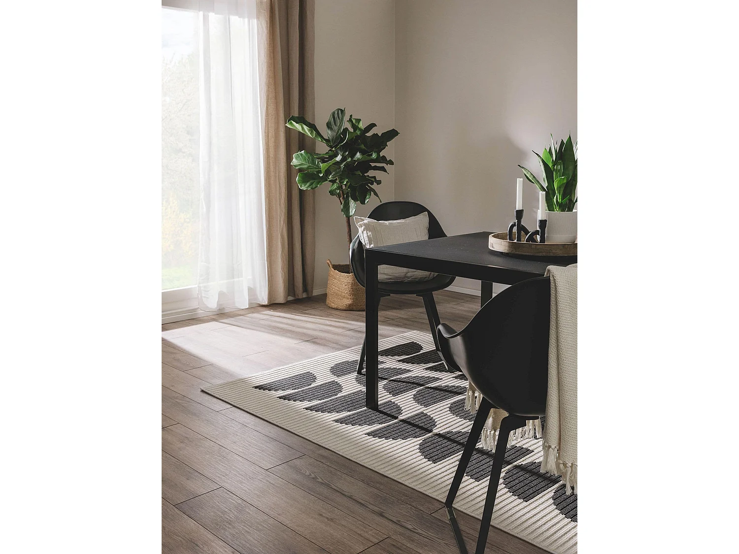 Tapis d'extérieur & intérieur Taro Noir & Blanc 160x230 cm