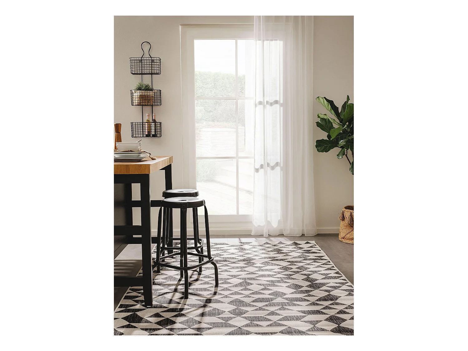 Tapis d'extérieur & intérieur Cleo Noir 80x150 cm