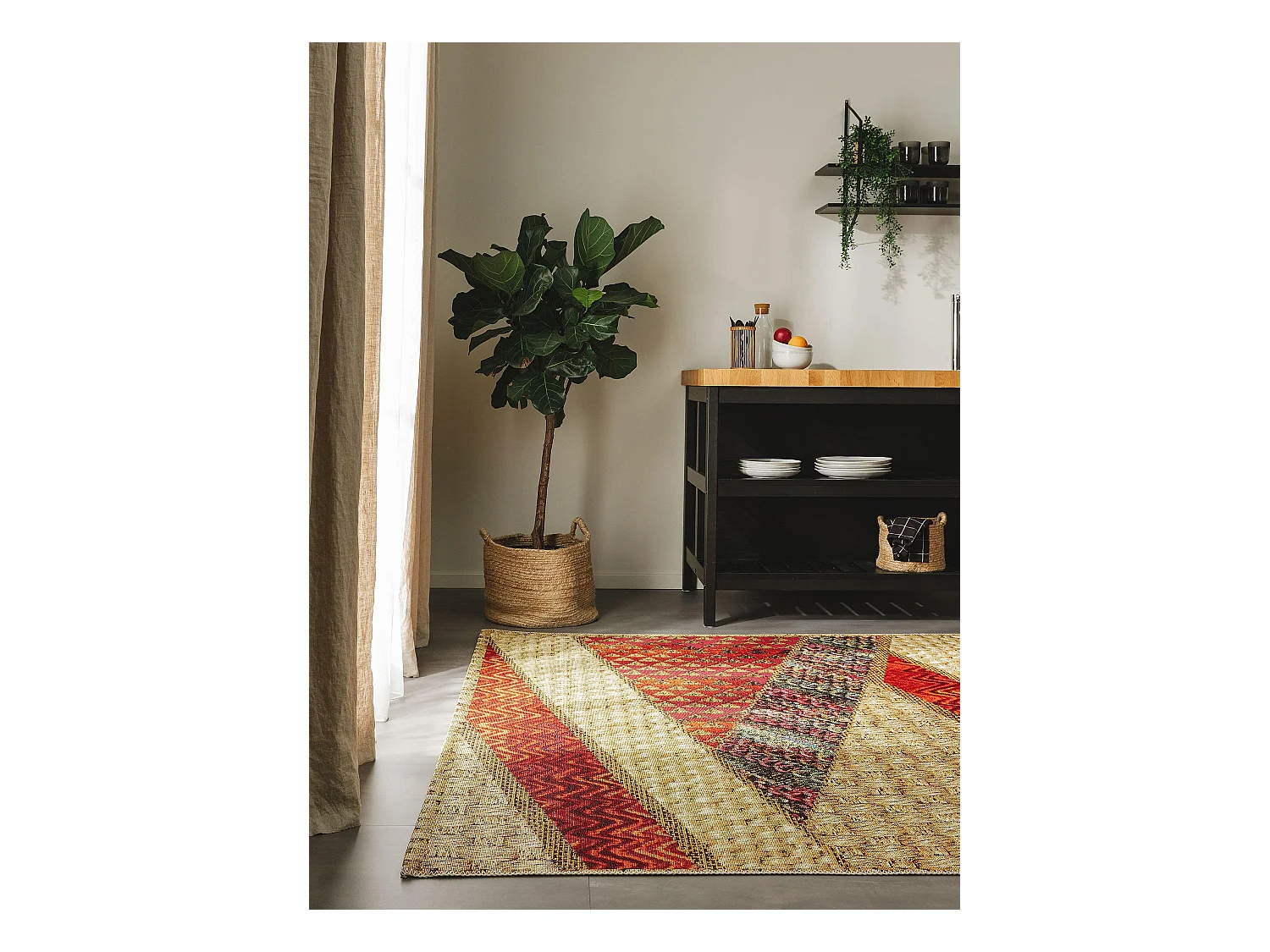 Tapis d'extérieur & intérieur Kenya Beige/Rouge 160x235 cm