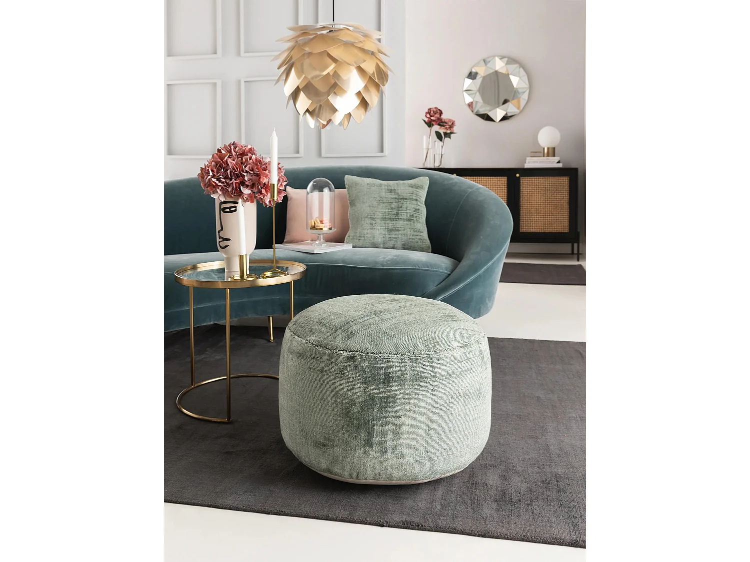 Pouf Nova Vert clair 55x55x30 cm