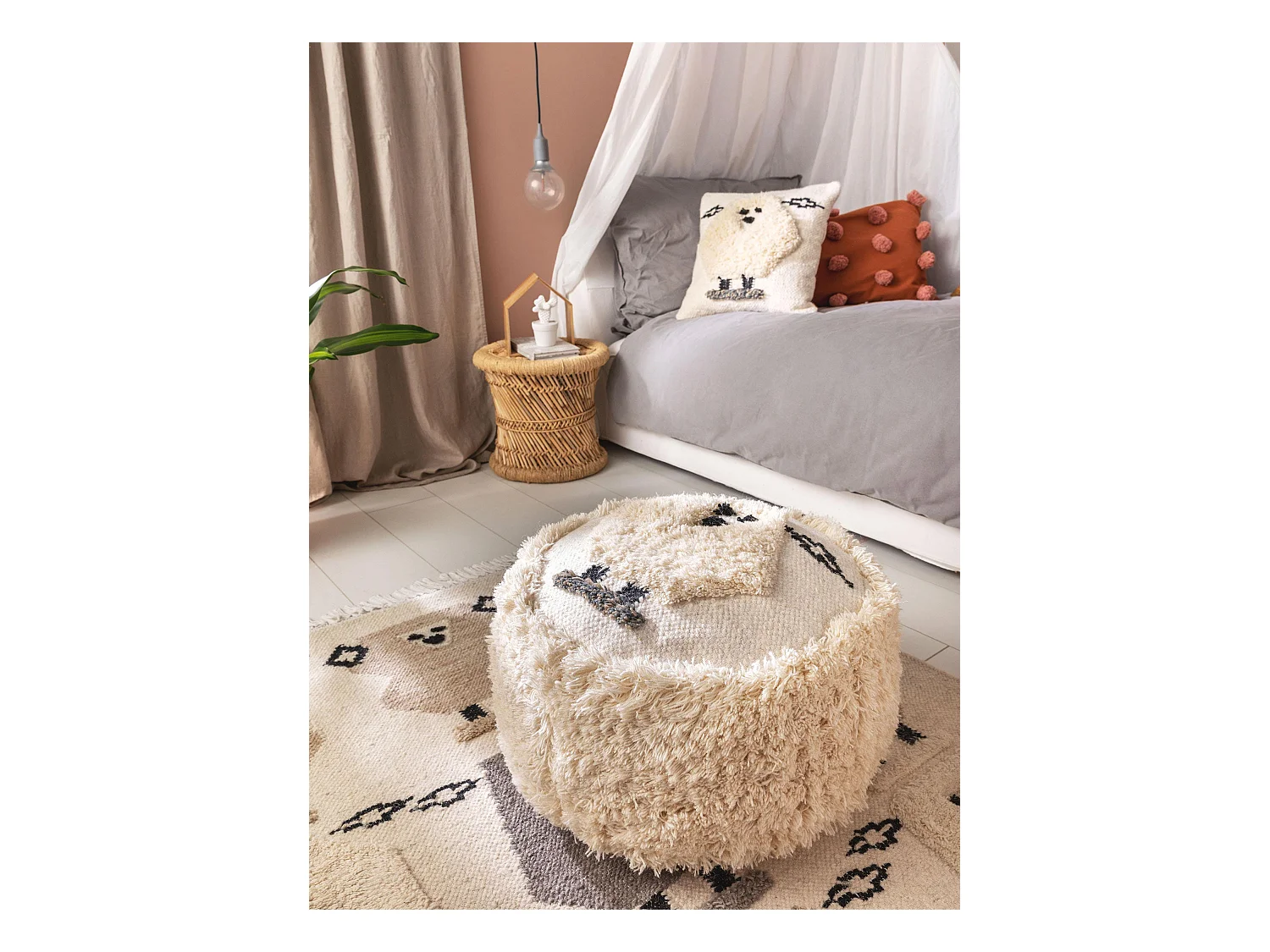 Pouf Shawn Ivory 45x45x25 cm