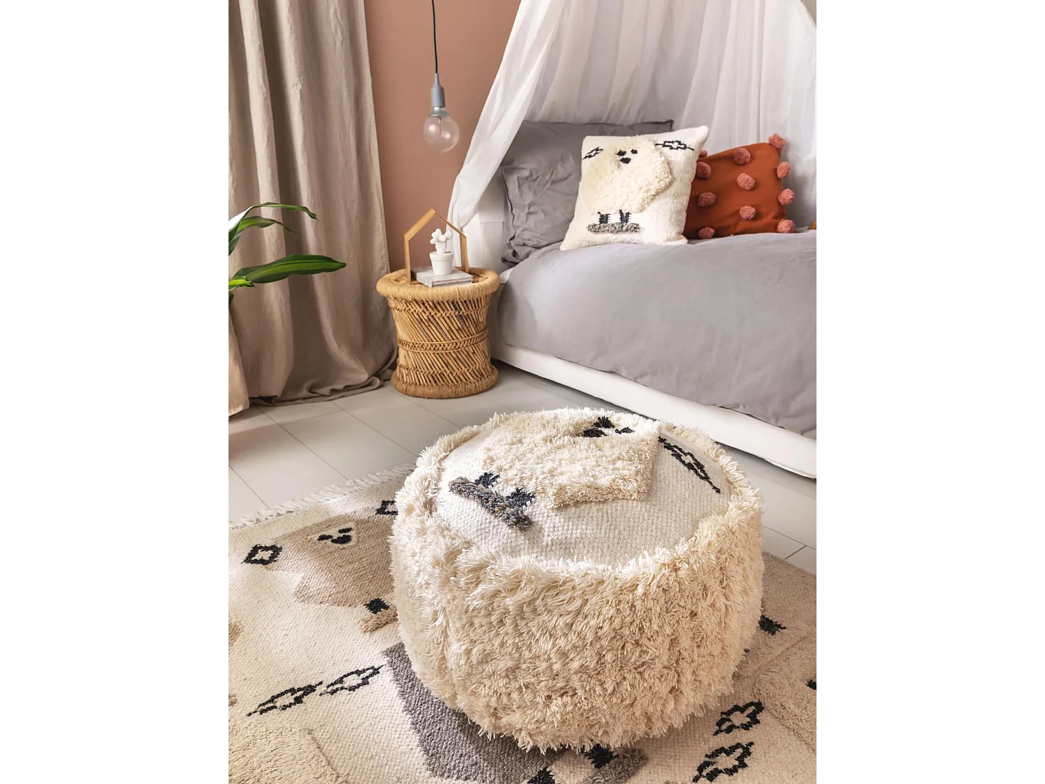 Pouf Shawn Ivory 45x45x25 cm