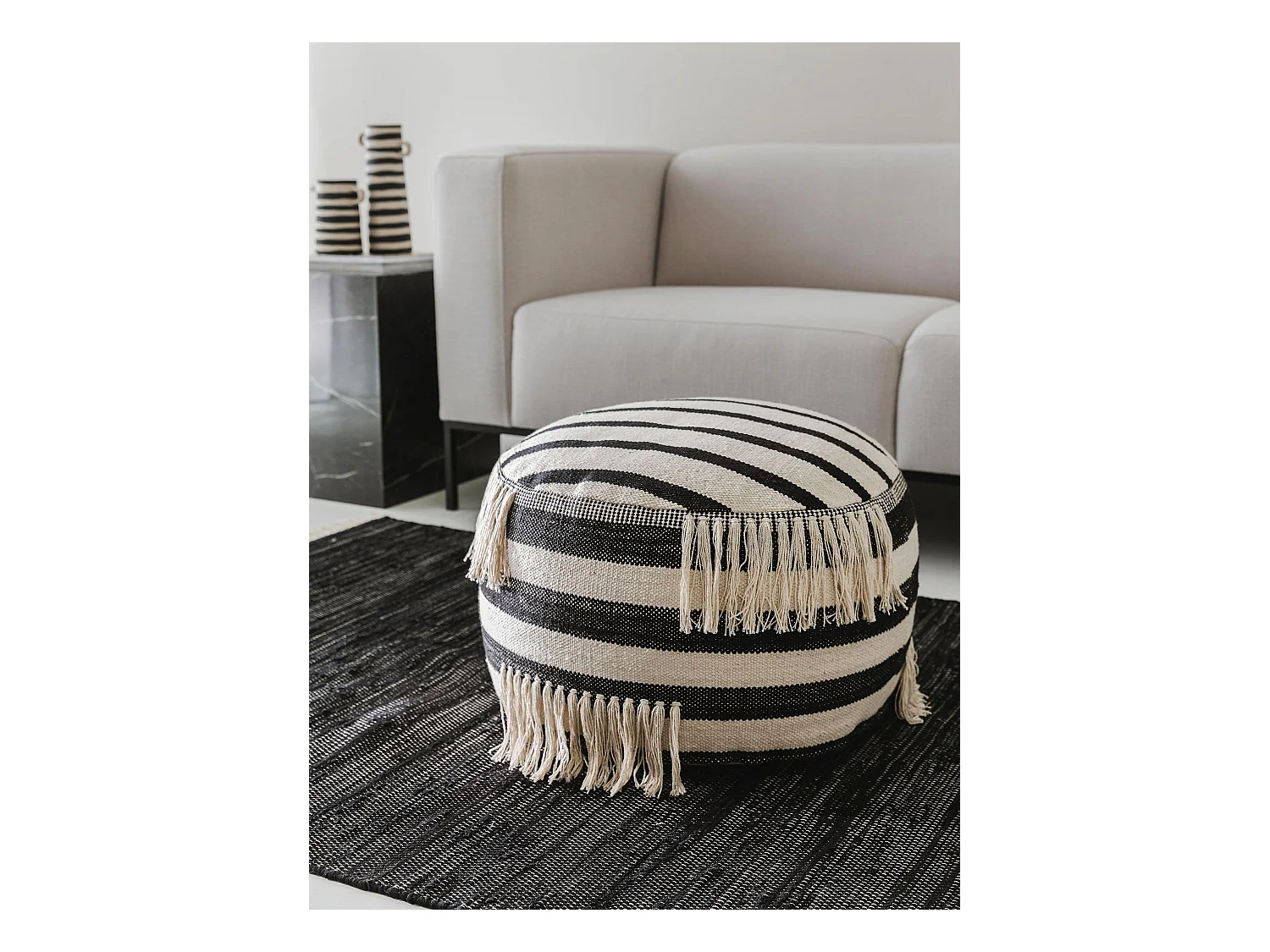 Pouf Deja Noir & Blanc 55x55x30 cm
