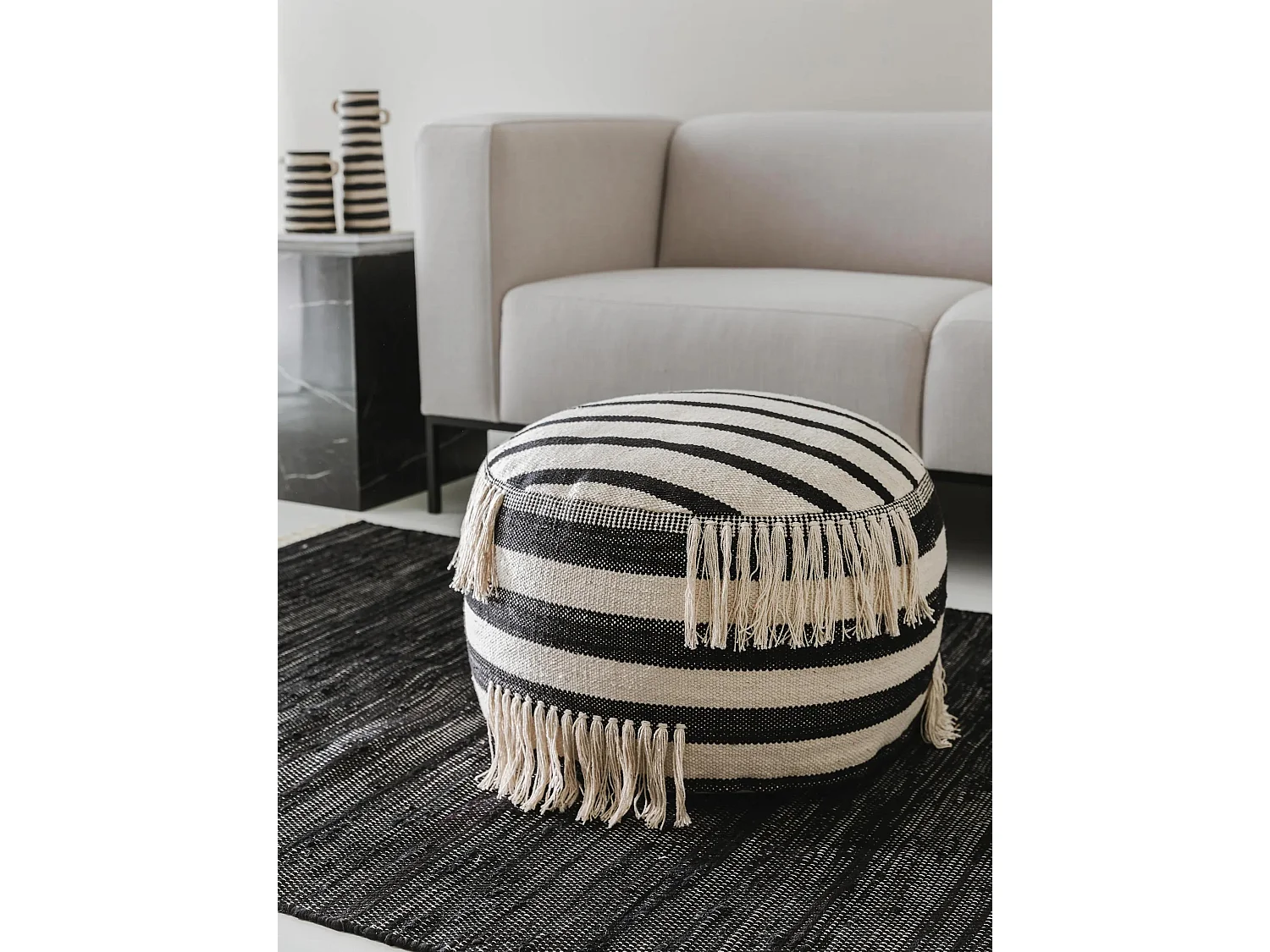 Pouf Deja Noir & Blanc 55x55x30 cm