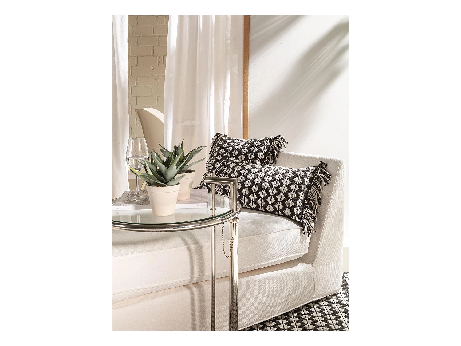 Coussin d'intérieur et d'extérieur Morty Noir & Blanc 30x50 cm