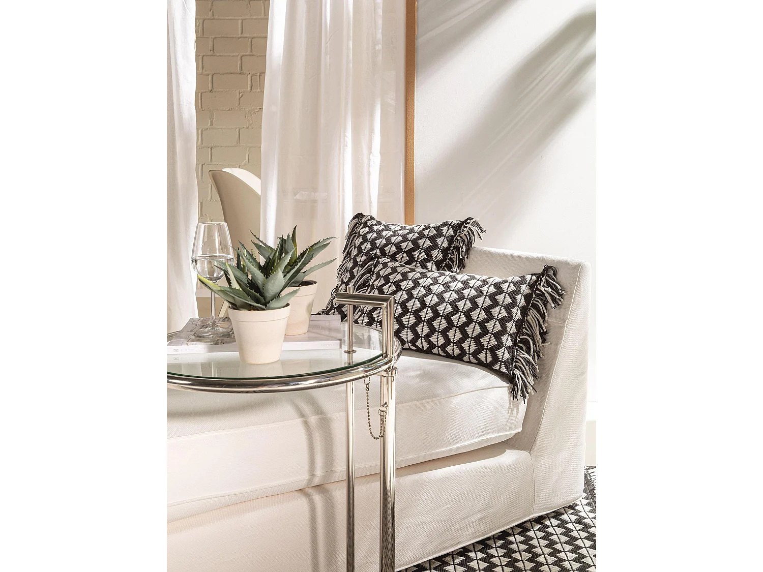 Coussin d'intérieur et d'extérieur Morty Noir & Blanc 30x50 cm