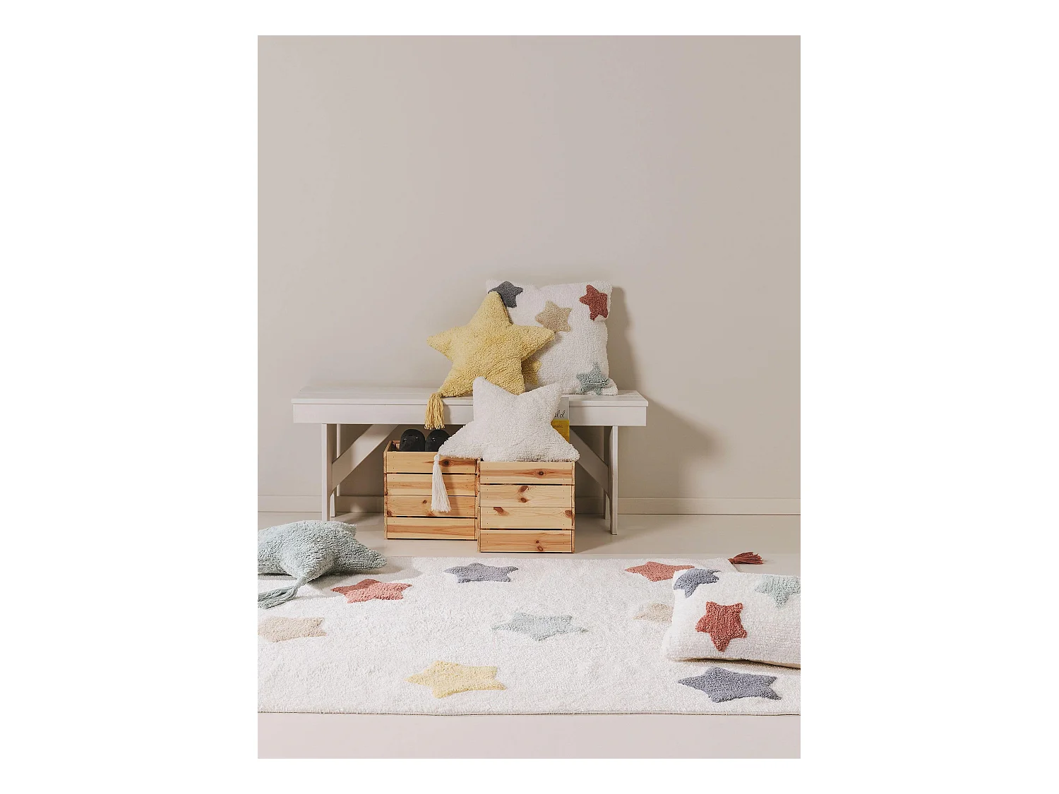 Coussin Stars Crème 45x45 cm