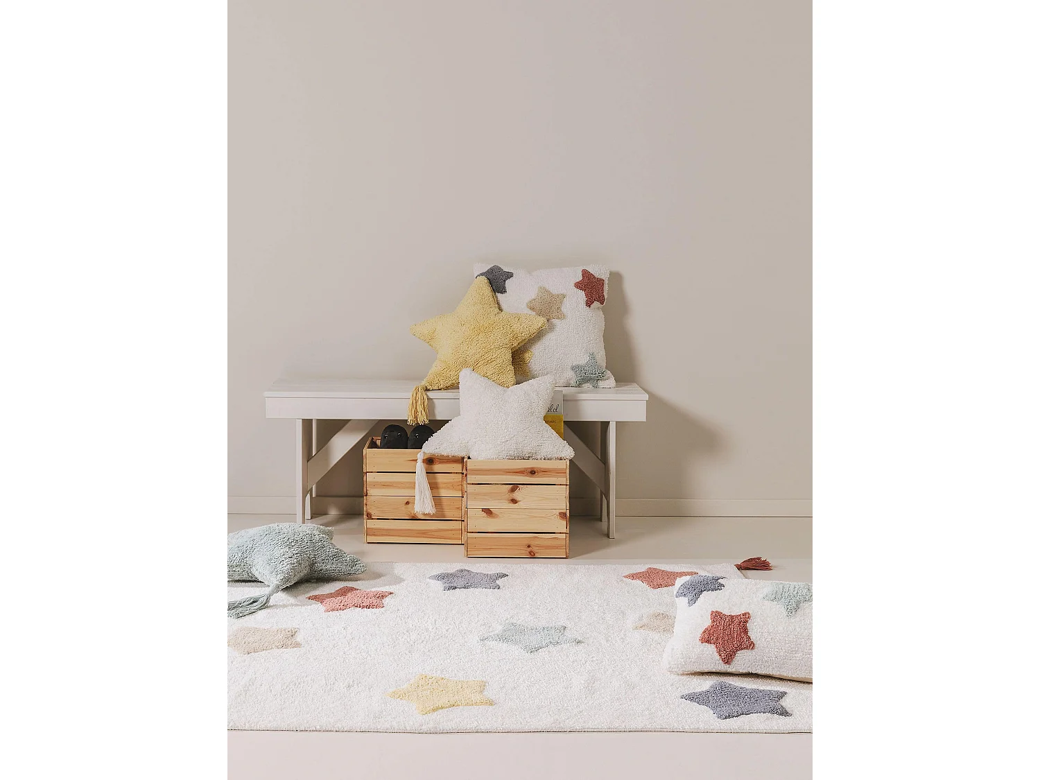 Coussin Stars Crème 45x45 cm