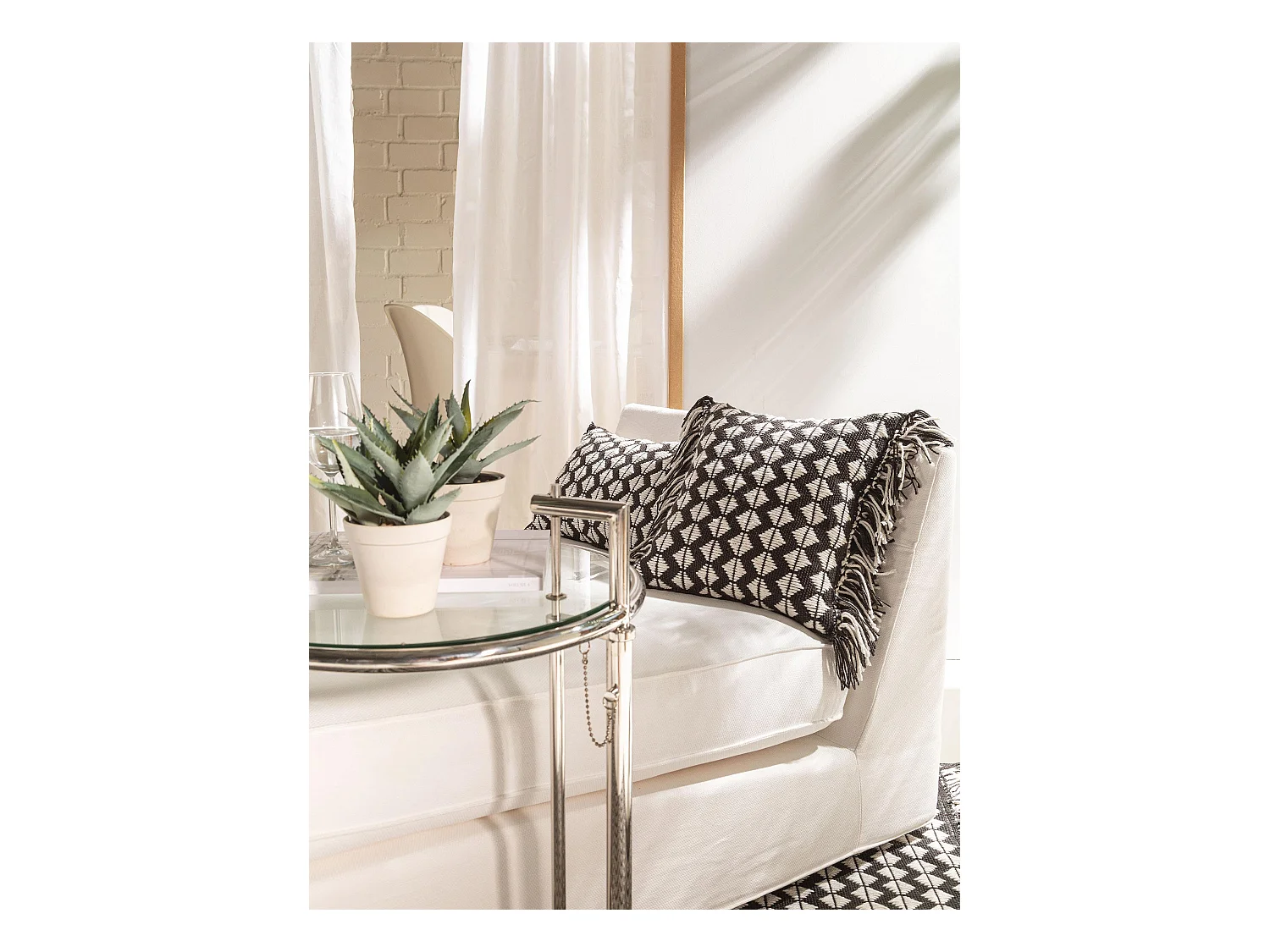 Coussin d'intérieur et d'extérieur Morty Noir & Blanc 40x40 cm