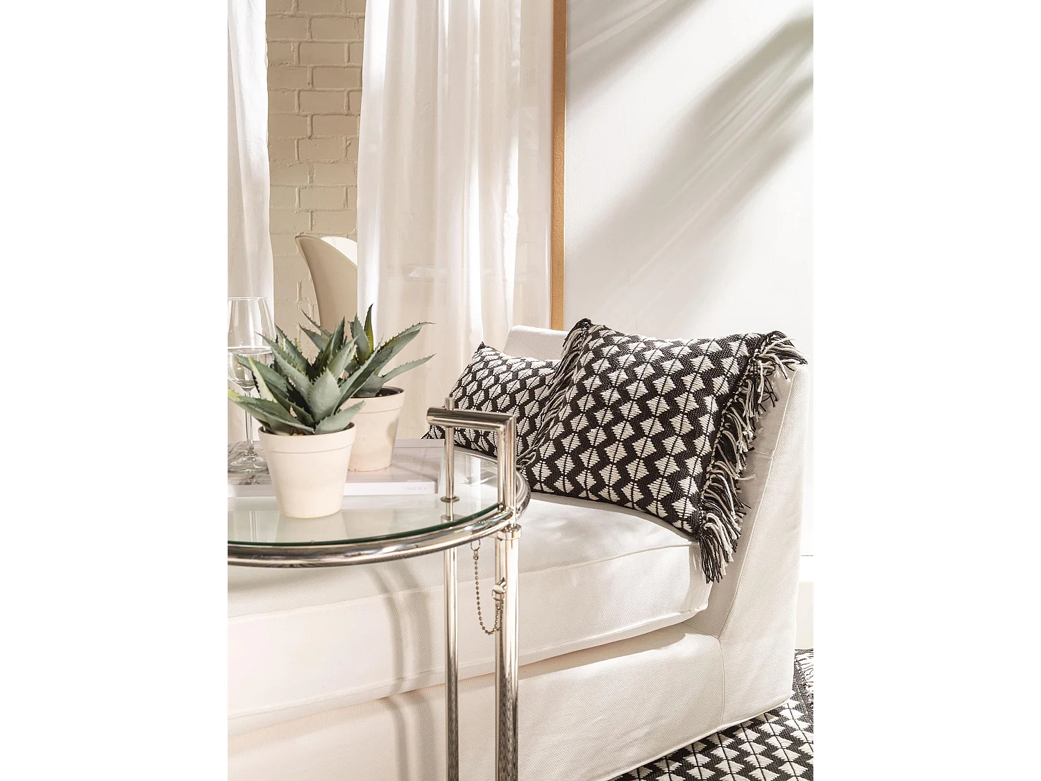 Coussin d'intérieur et d'extérieur Morty Noir & Blanc 40x40 cm