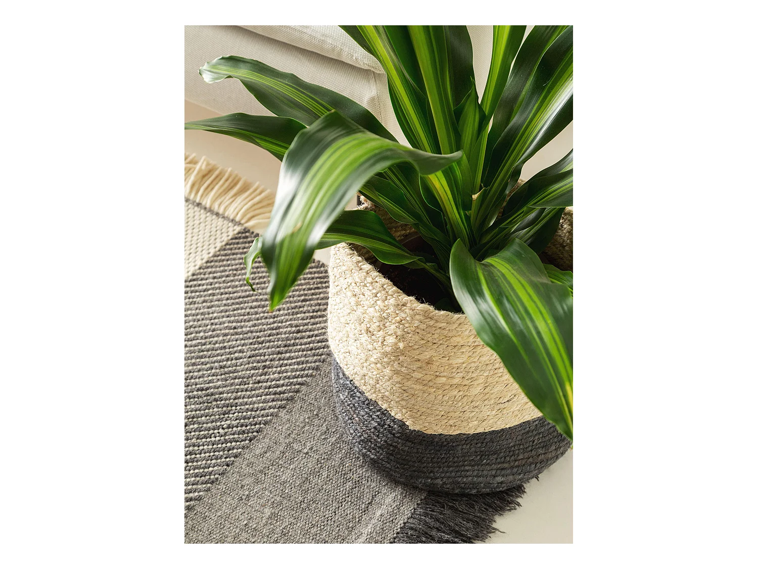 Panier Aylin Crème/Gris 30x30x30 cm