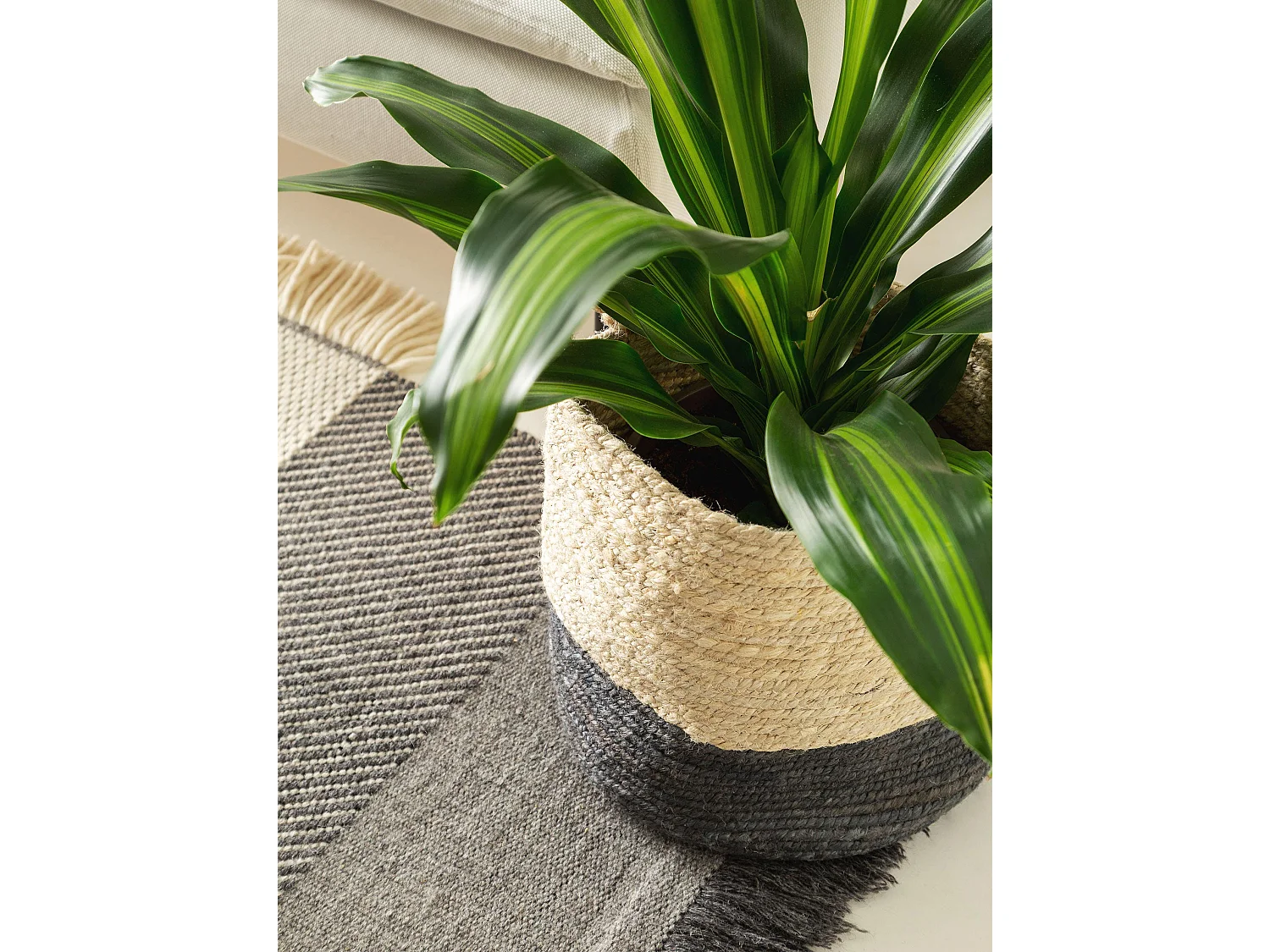 Panier Aylin Crème/Gris 30x30x30 cm