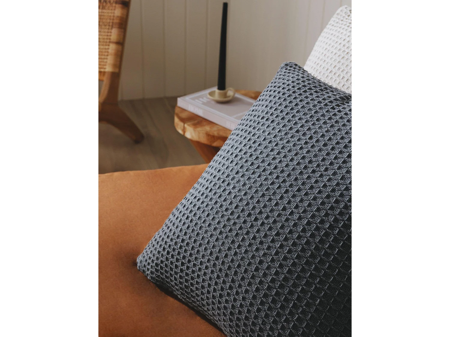 Housse de coussin Amalia Gris foncé 45x45 cm