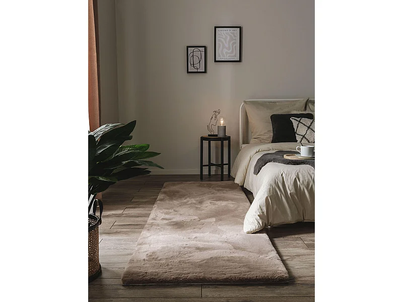 Tapis de fourrure Dave Taupe 80x240 cm