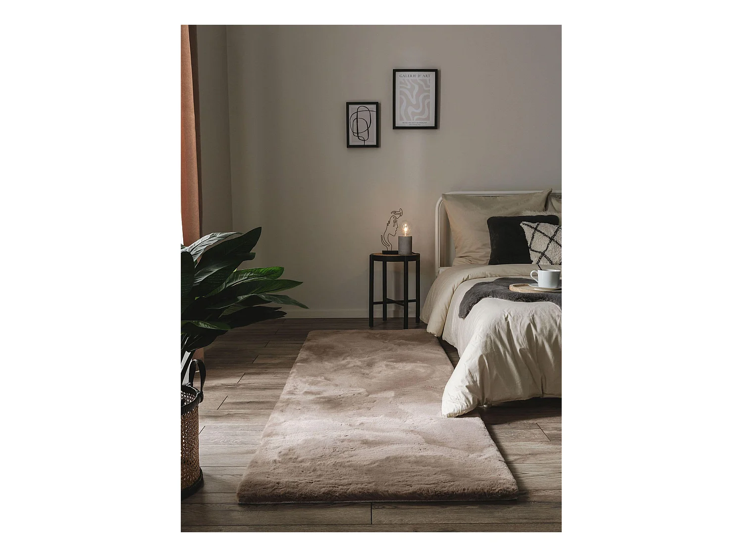 Tapis de fourrure Dave Taupe 80x240 cm