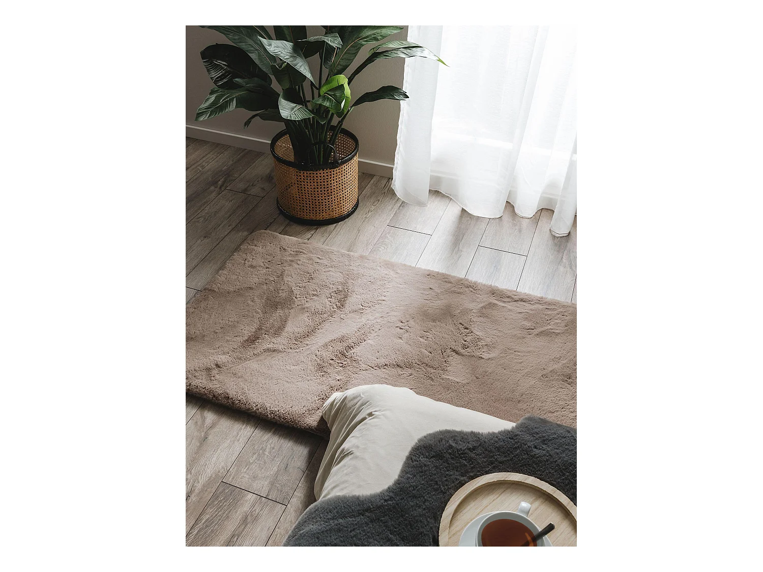 Tapis de fourrure Dave Taupe 80x240 cm