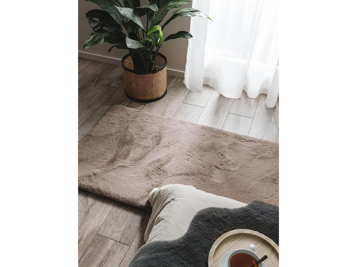 Tapis de fourrure Dave Taupe 80x240 cm