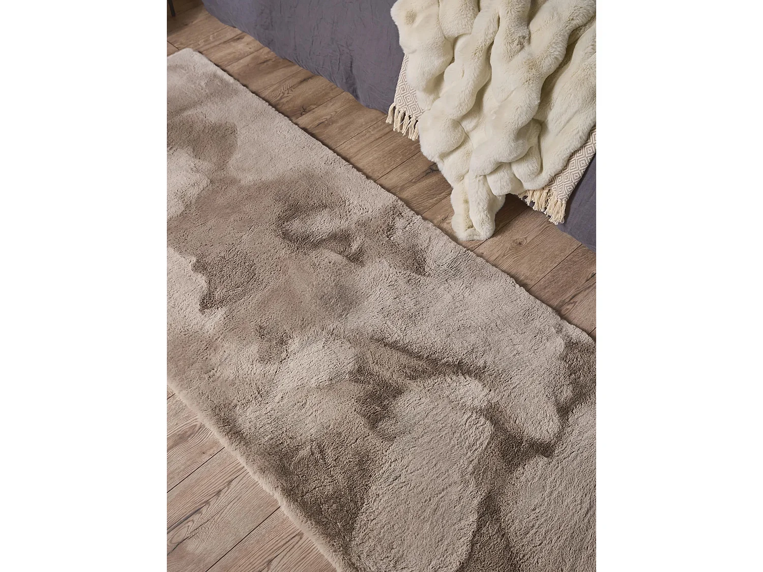 Tapis de fourrure Dave Taupe 80x240 cm