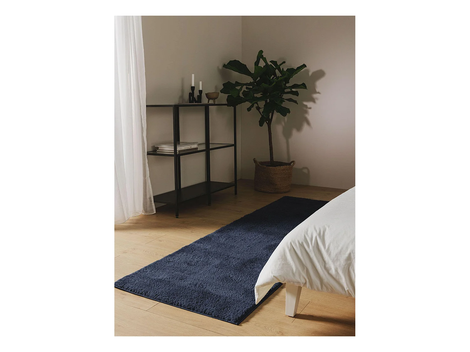 Tapis à poils longs Soda Bleu foncé 80x240 cm