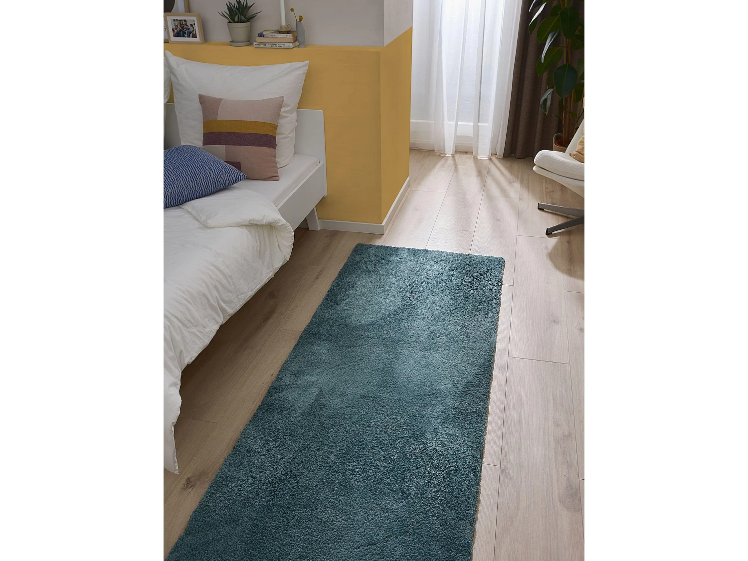 Tapis à poils longs Soda Bleu foncé 80x240 cm