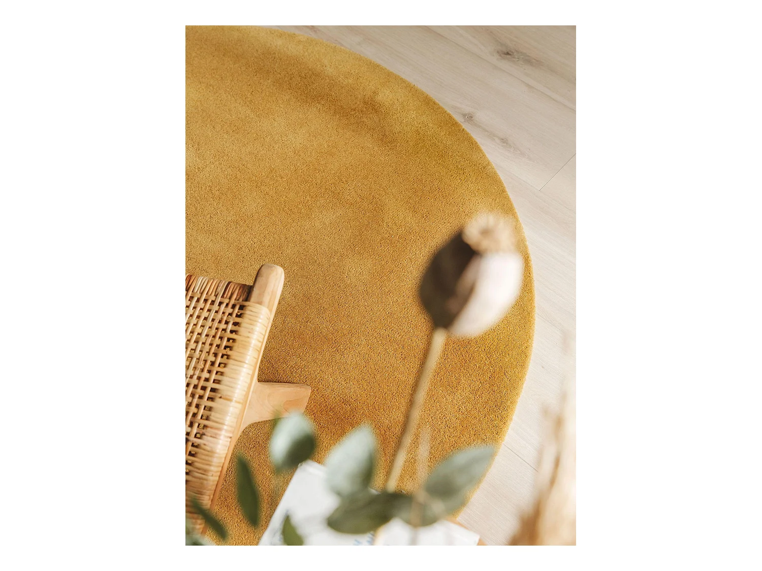 Tapis en laine rond Bent Jaune ø 150 cm rond