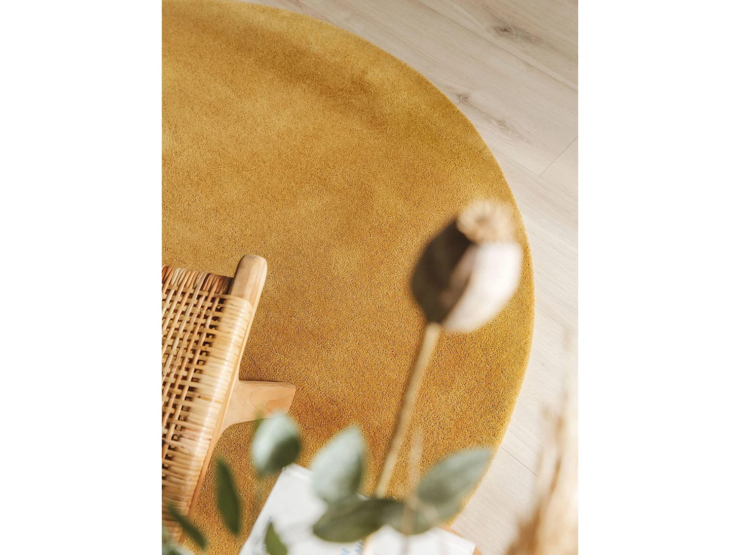 Tapis en laine rond Bent Jaune ø 150 cm rond