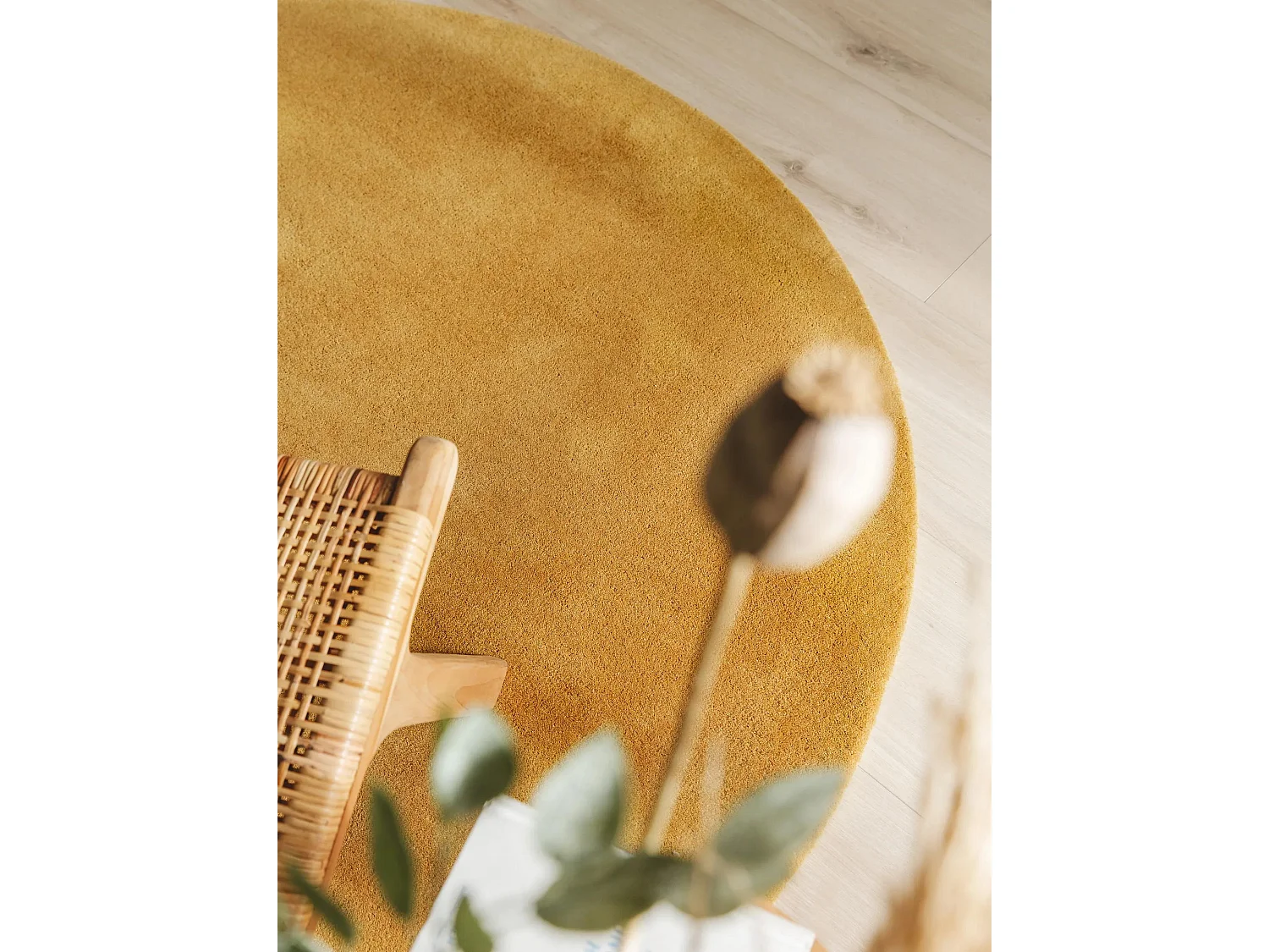 Tapis en laine rond Bent Jaune ø 150 cm rond