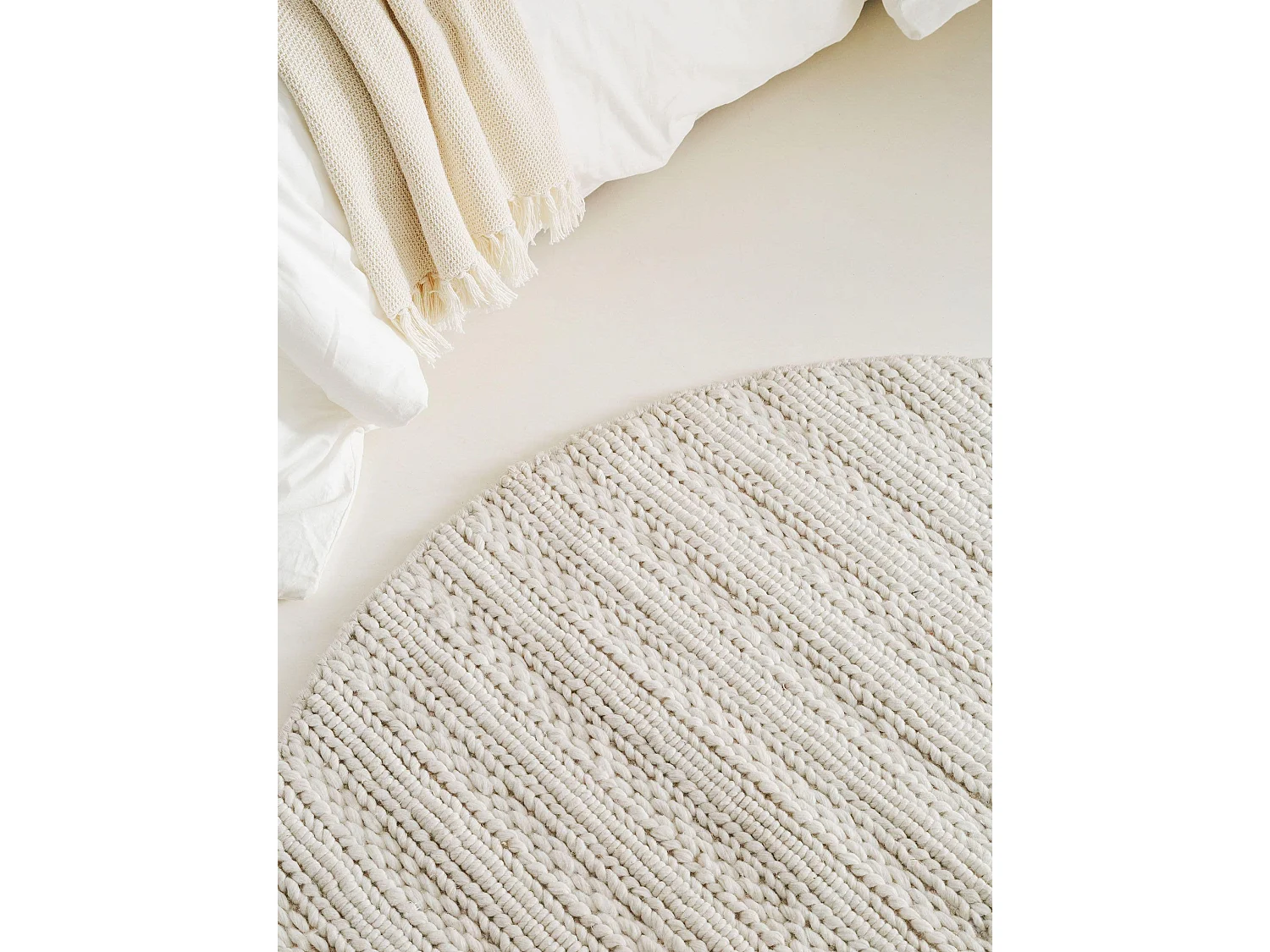 Tapis en laine rond Dina Crème ø 150 cm rond