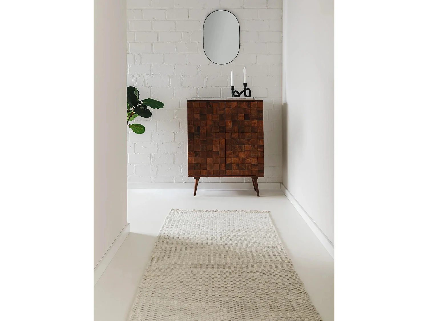 Tapis de laine Lana Crème 80x250 cm