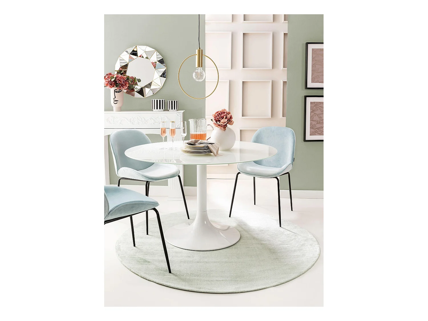 Tapis en viscose Rond Nova Menthe ø 160 cm rond