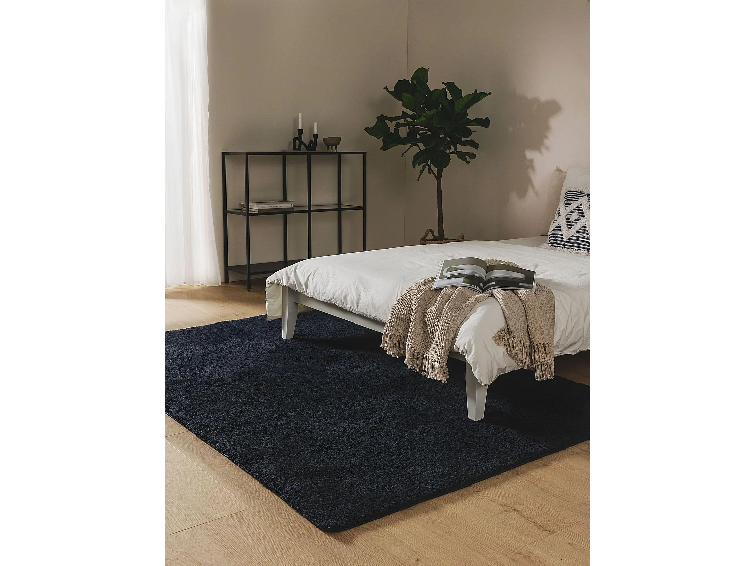 Tapis à poils longs Soda Bleu foncé 120x170 cm