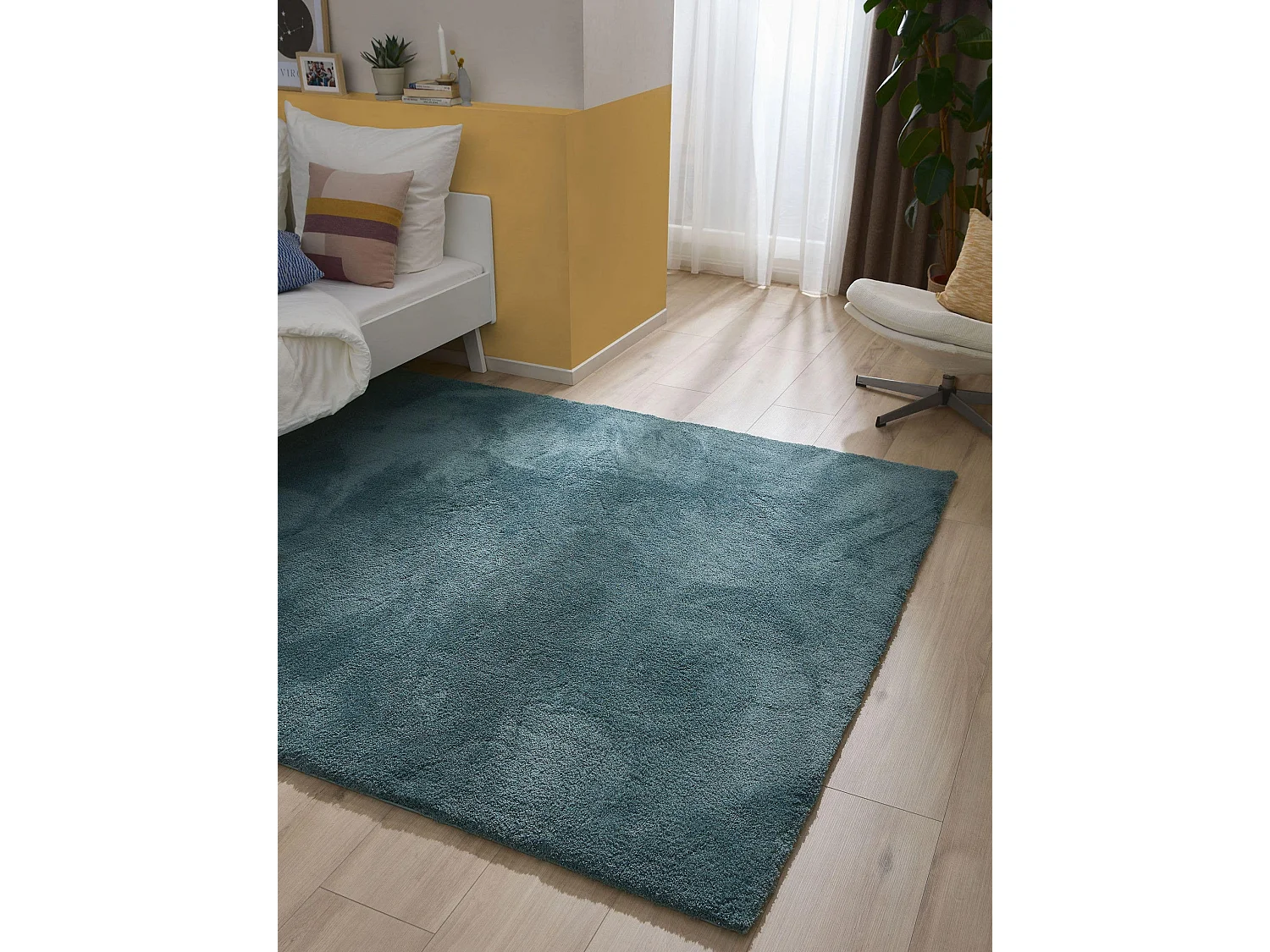 Tapis à poils longs Soda Bleu foncé 120x170 cm