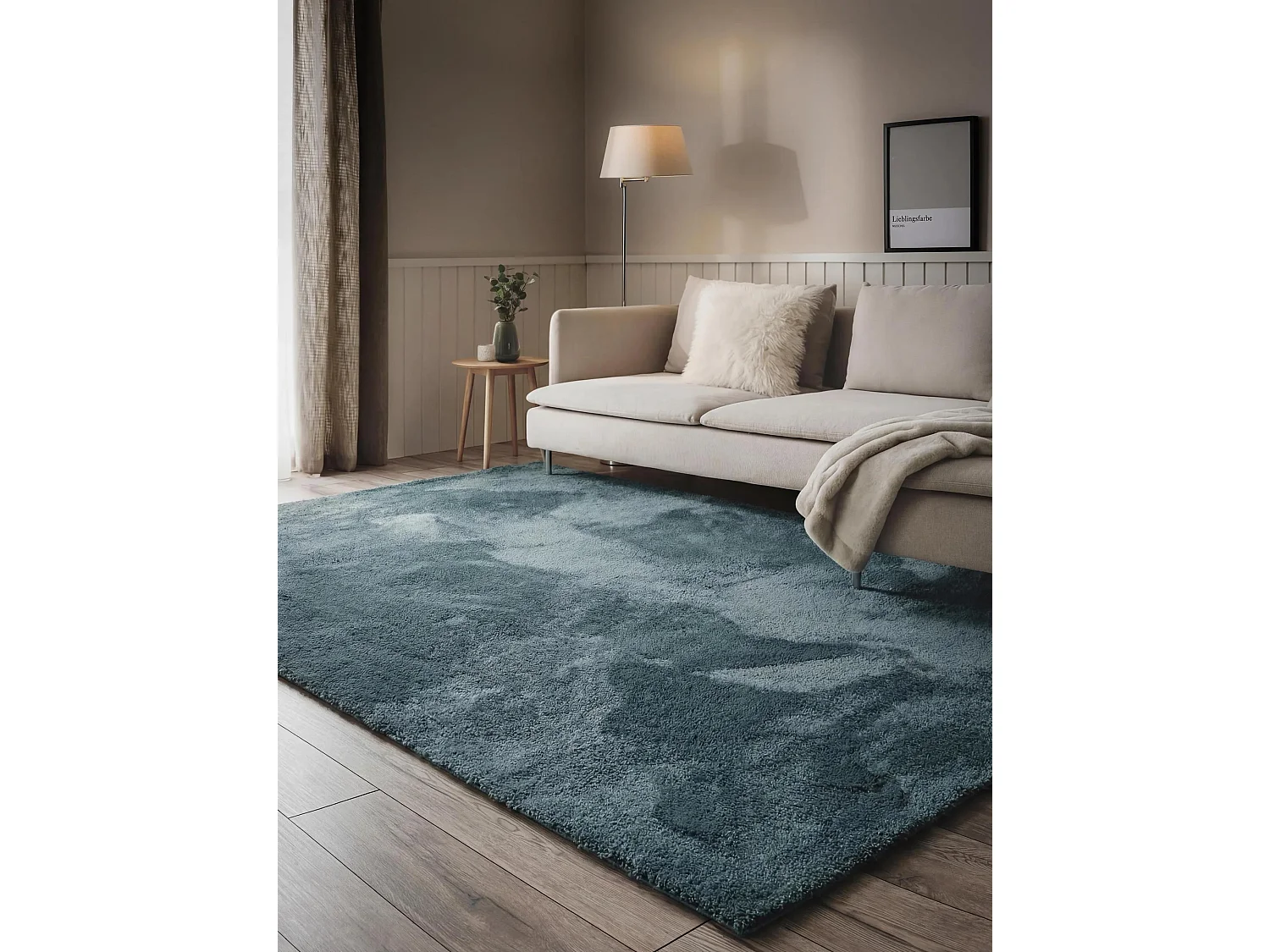 Tapis à poils longs Soda Bleu foncé 120x170 cm