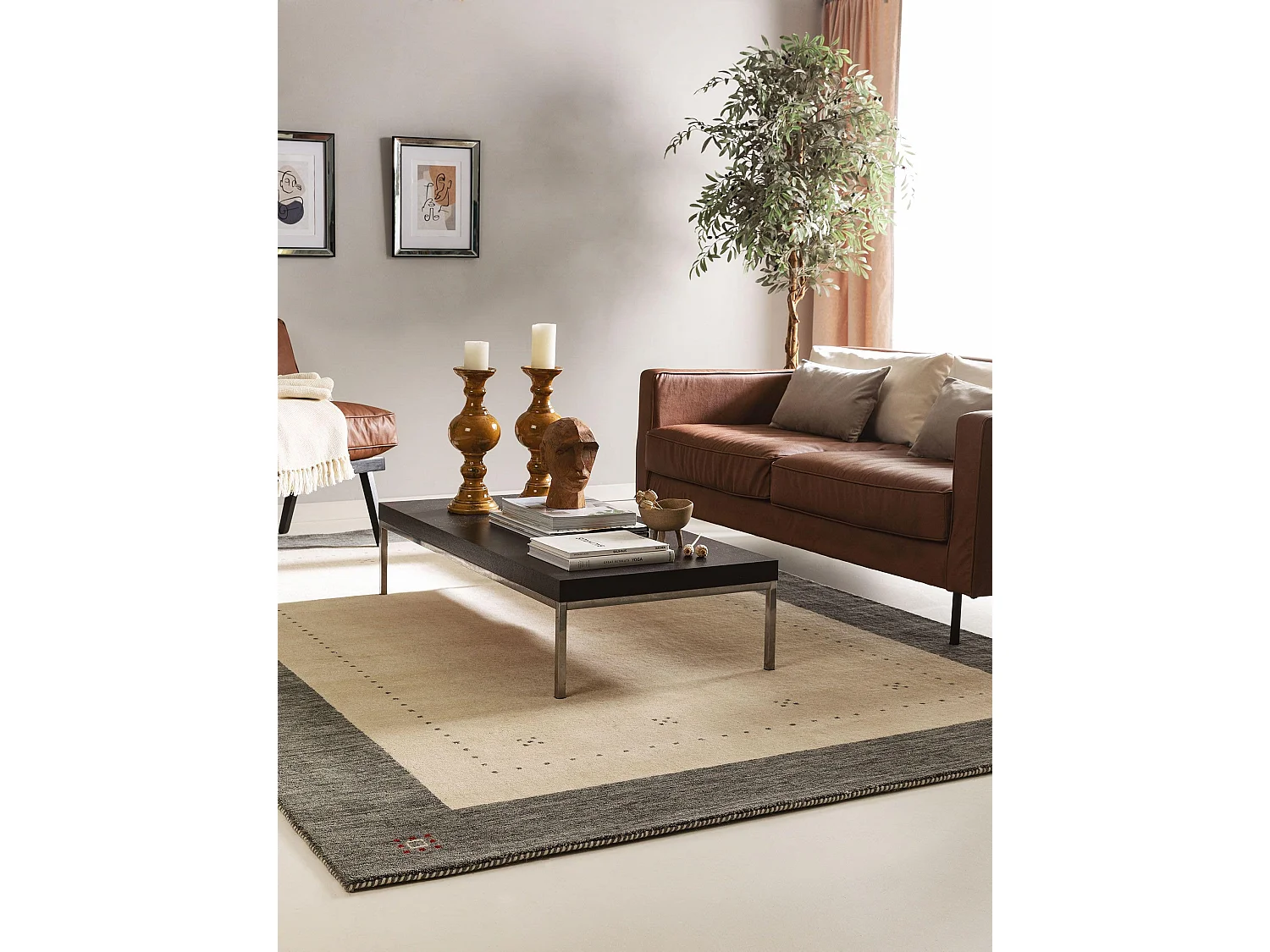 Tapis de laine Jamal Beige/Gris 200x300 cm