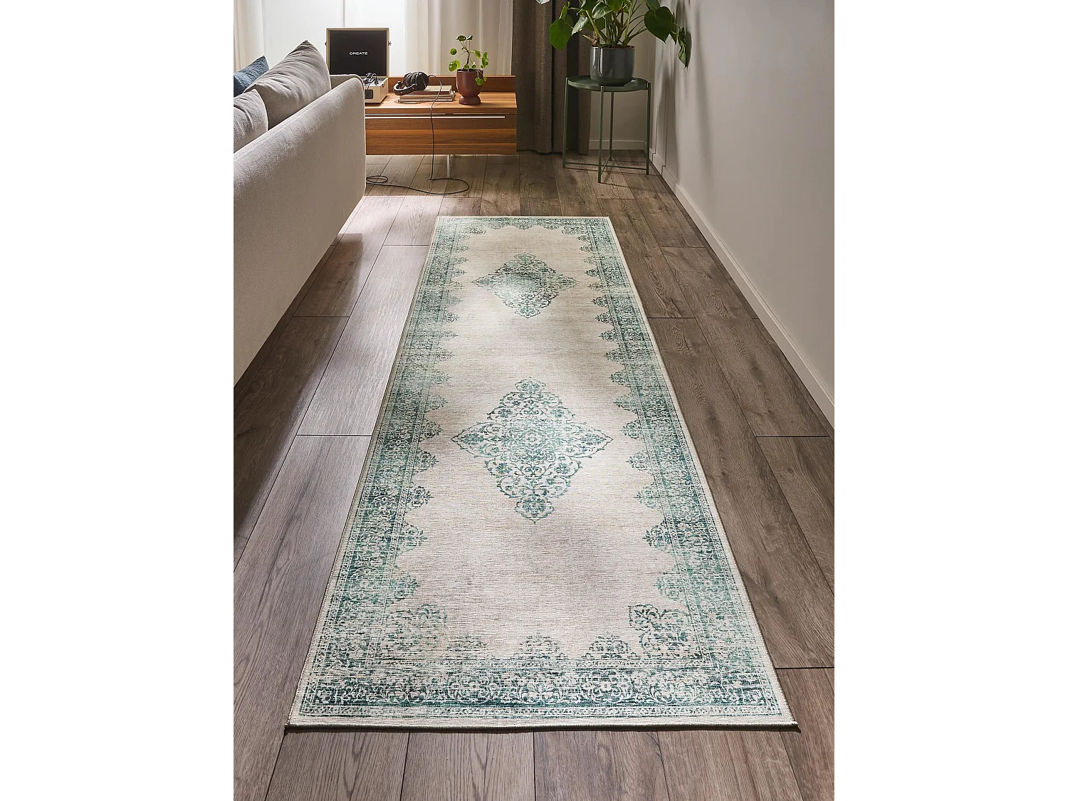 Tapis de couloir Laury Turquoise 80x240 cm