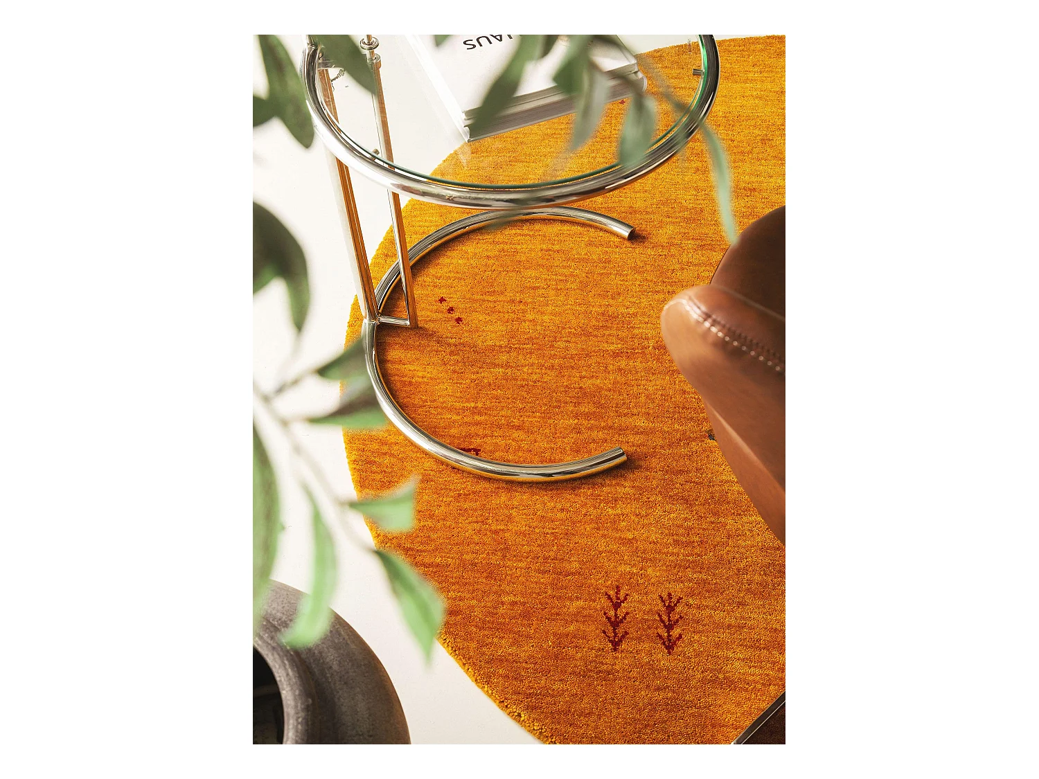 Tapis en laine rond Jamal Jaune ø 200 cm rond