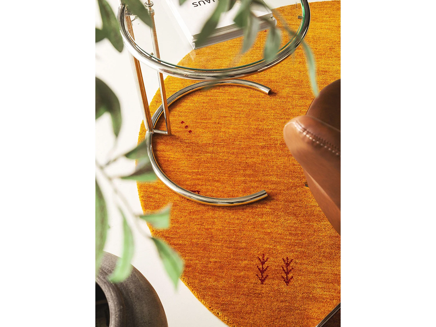 Tapis en laine rond Jamal Jaune ø 200 cm rond