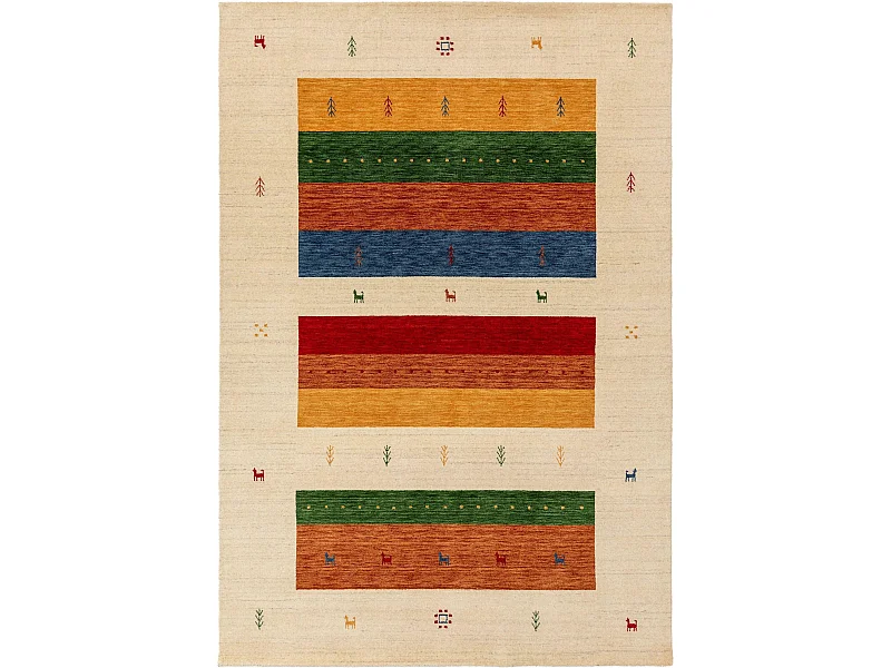 Tapis de laine Jamal Multicouleur/Beige 80x150 cm