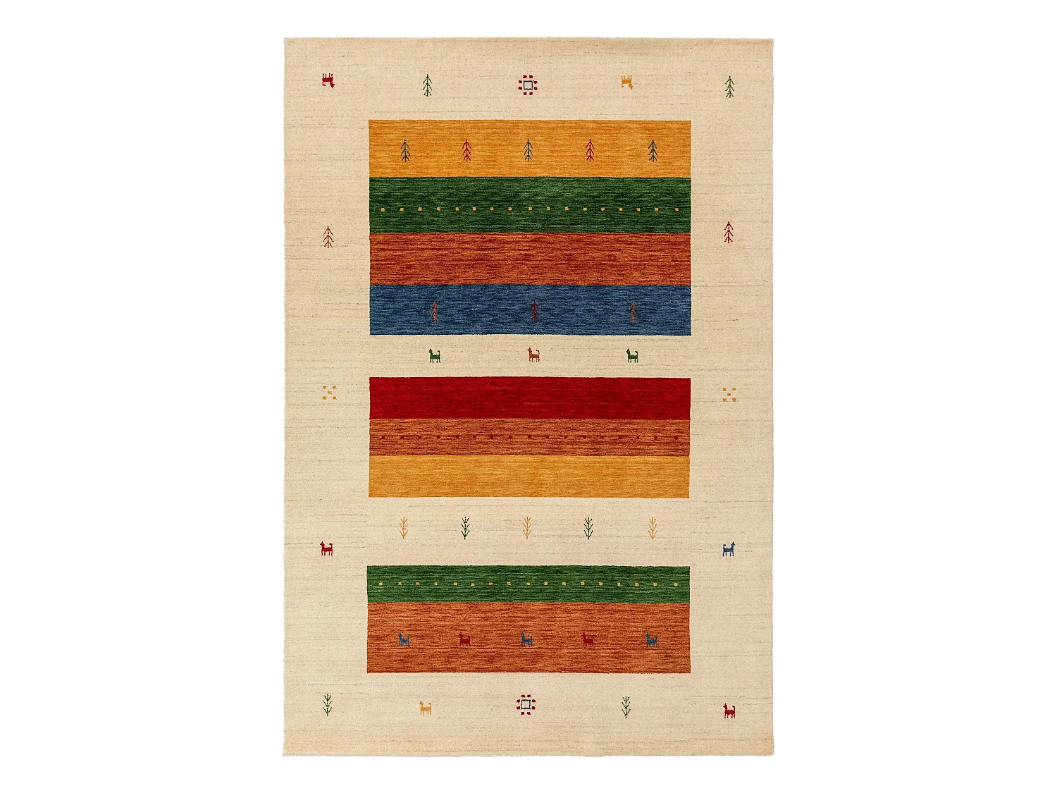 Tapis de laine Jamal Multicouleur/Beige 80x150 cm