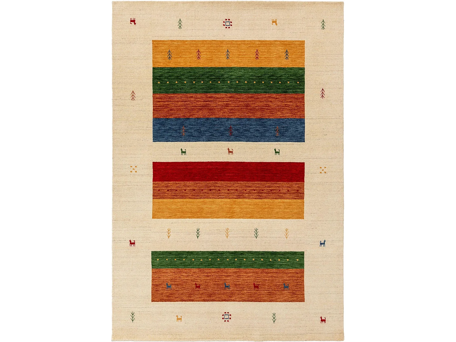 Tapis de laine Jamal Multicouleur/Beige 80x150 cm