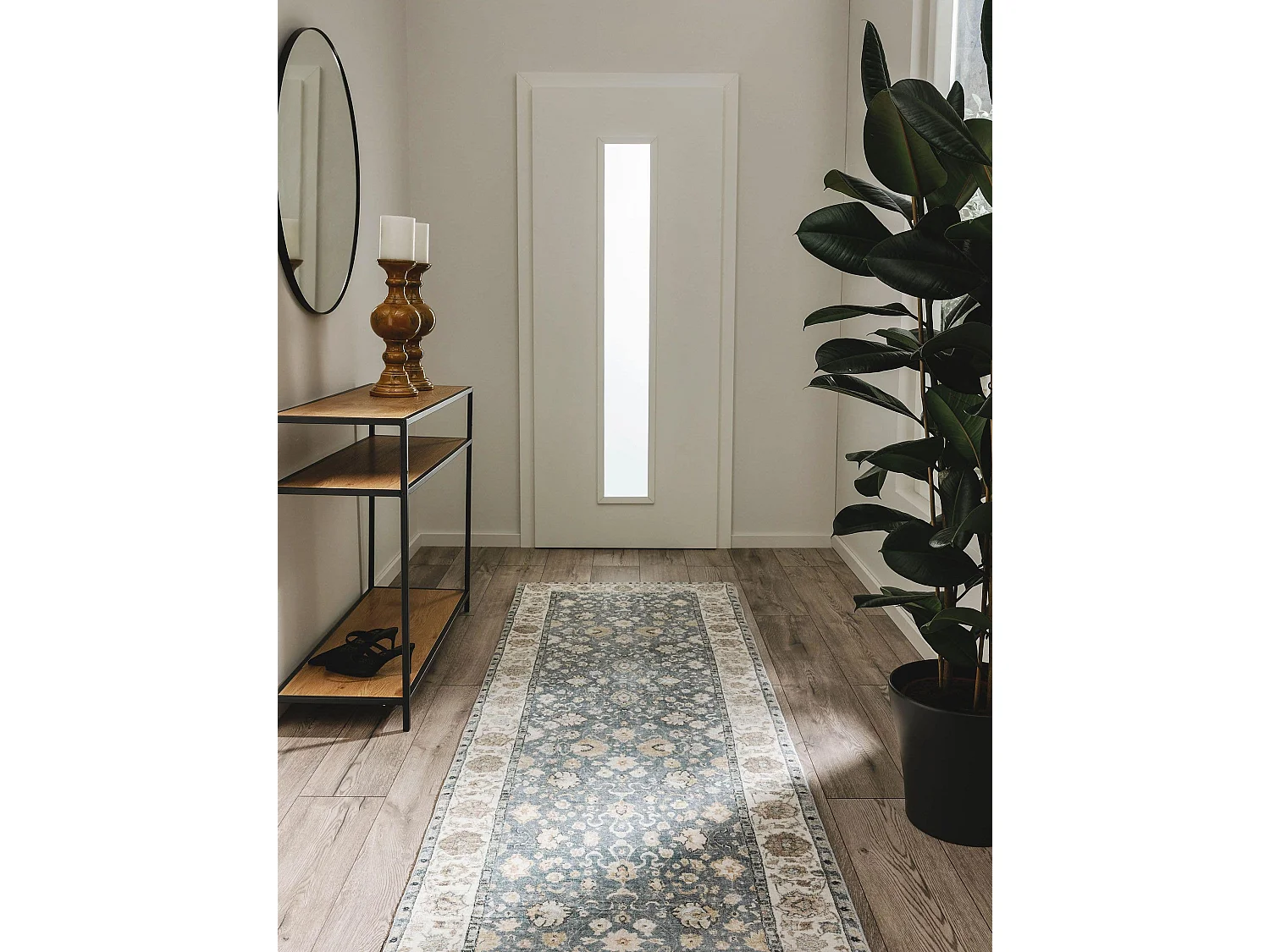Tapis de couloir Mara Beige/Bleu 80x240 cm