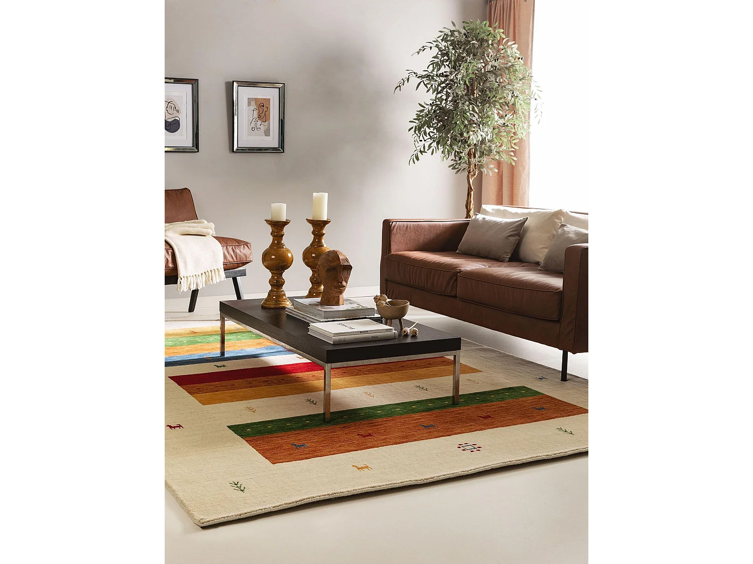 Tapis de laine Jamal Multicouleur/Beige 250x350 cm