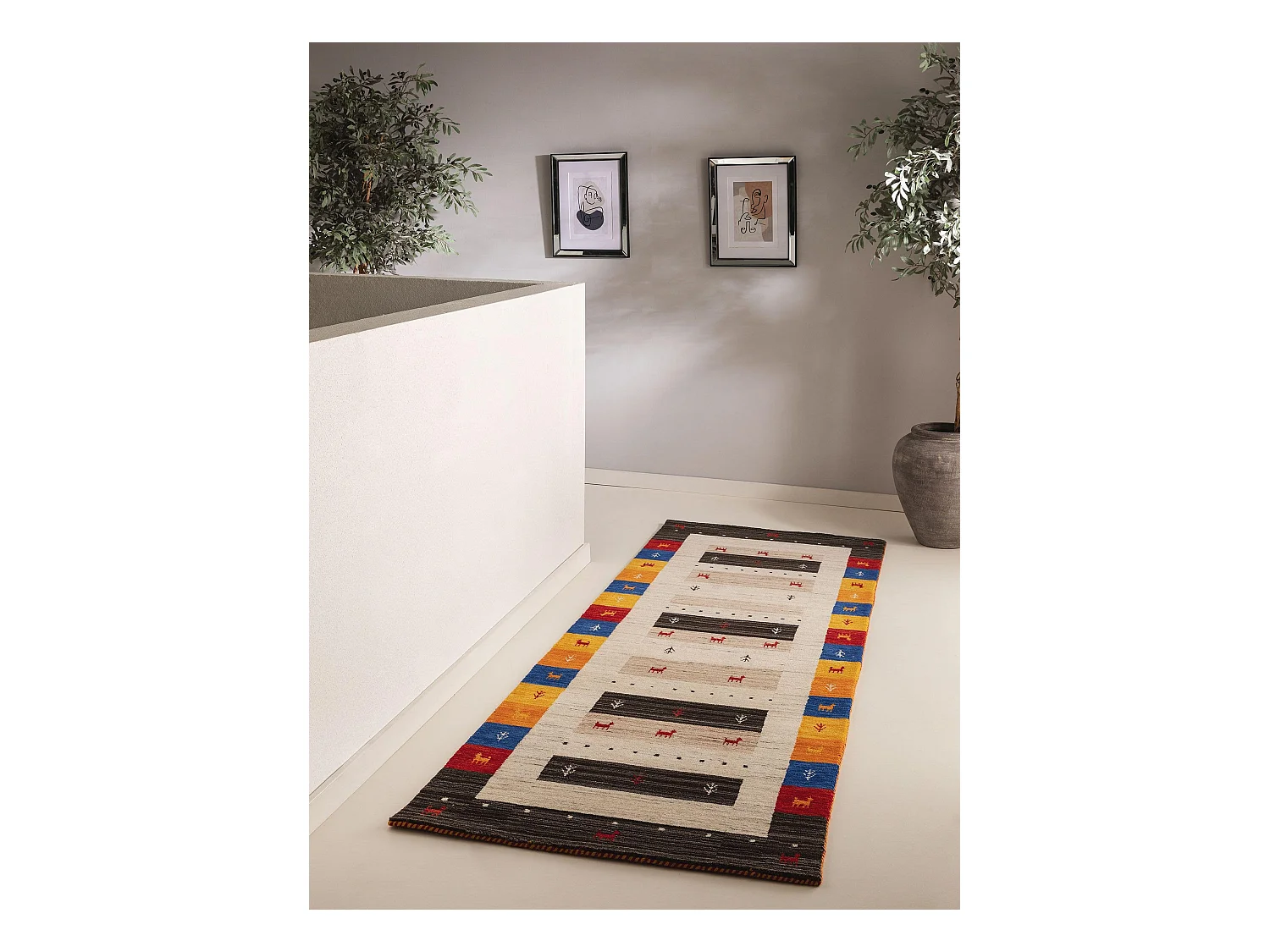 Tapis de couloir en laine Jamal Multicouleur 80x250 cm