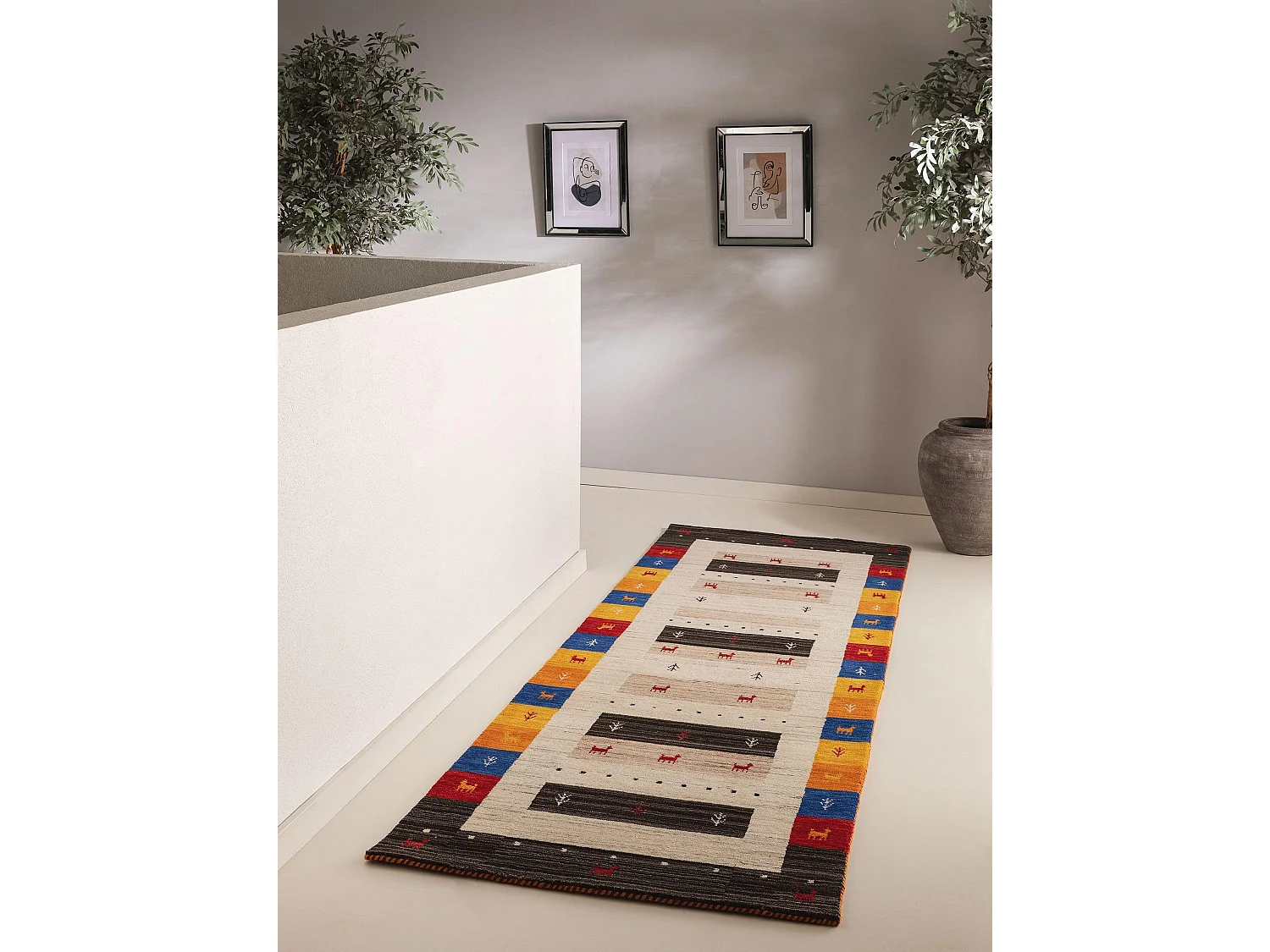 Tapis de couloir en laine Jamal Multicouleur 80x250 cm
