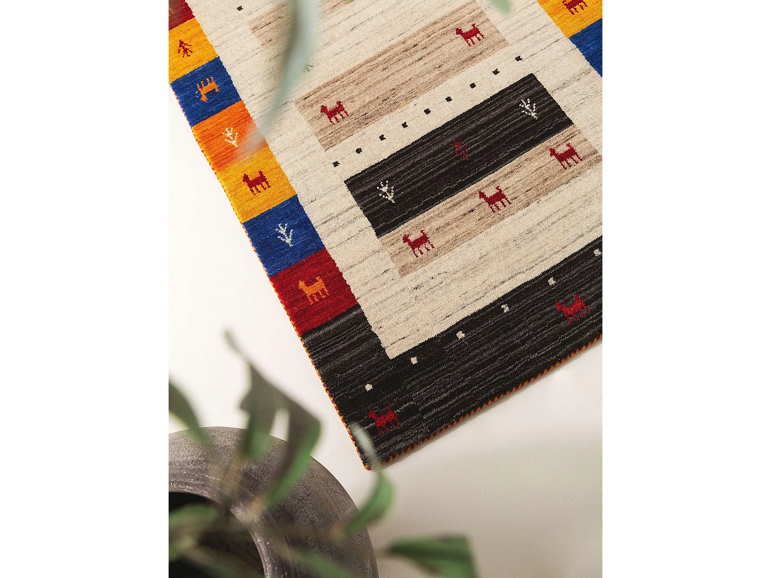 Tapis de couloir en laine Jamal Multicouleur 80x250 cm