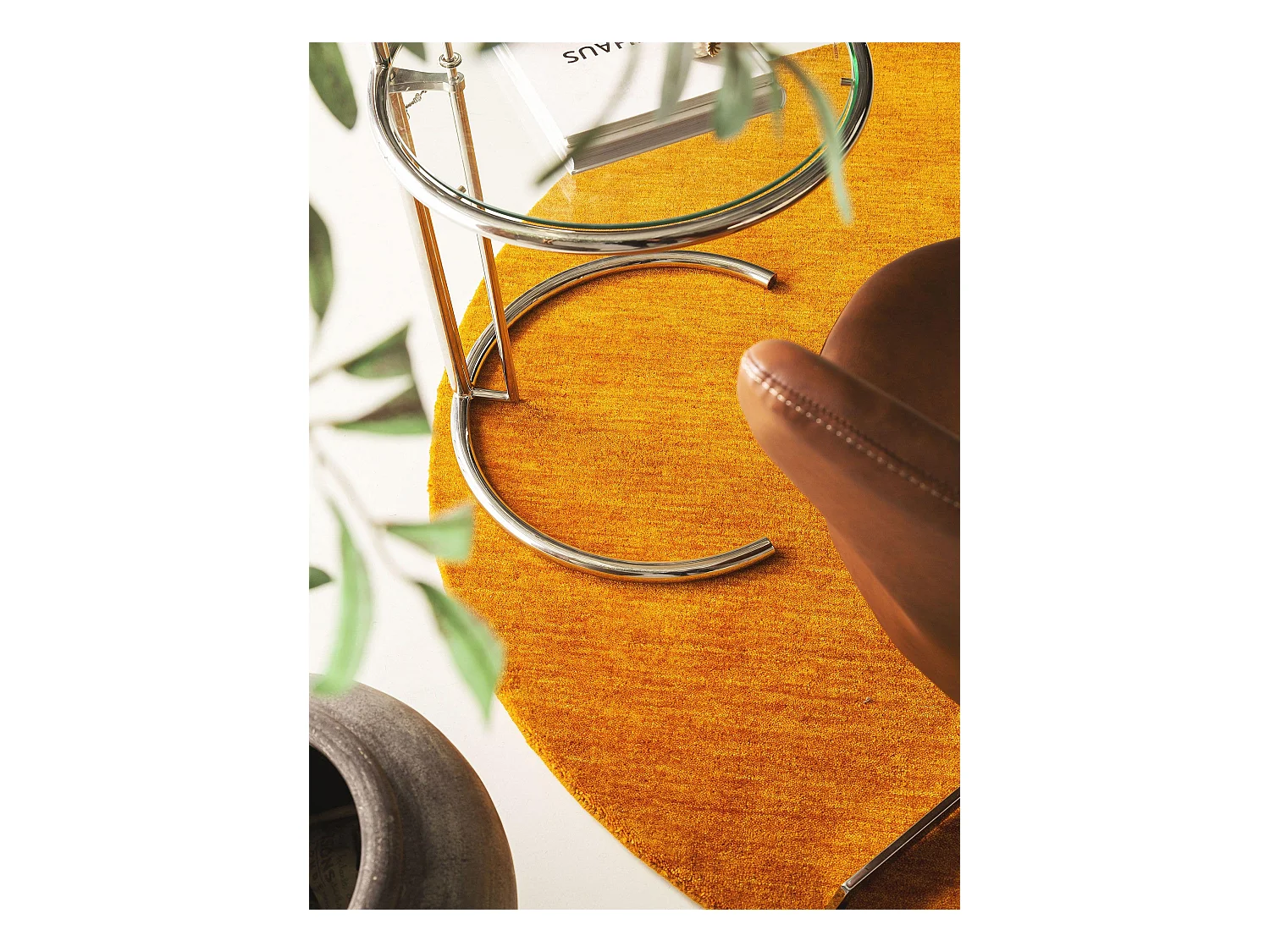 Tapis en laine rond Jamal Jaune ø 160 cm rond