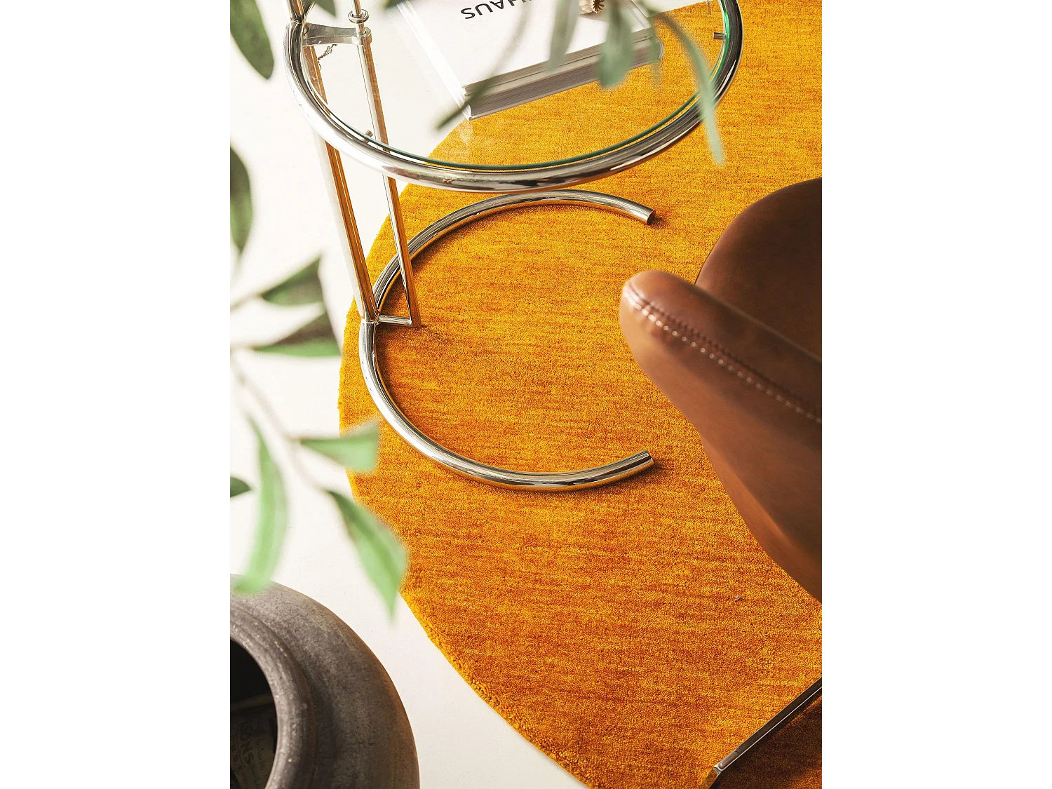 Tapis en laine rond Jamal Jaune ø 160 cm rond