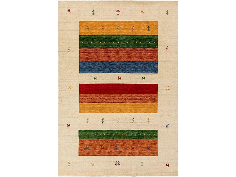 Tapis de laine Jamal Multicouleur/Beige 200x300 cm