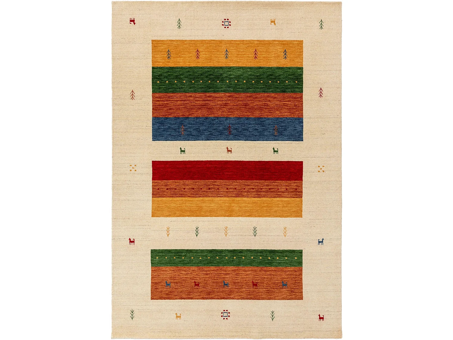 Tapis de laine Jamal Multicouleur/Beige 200x300 cm