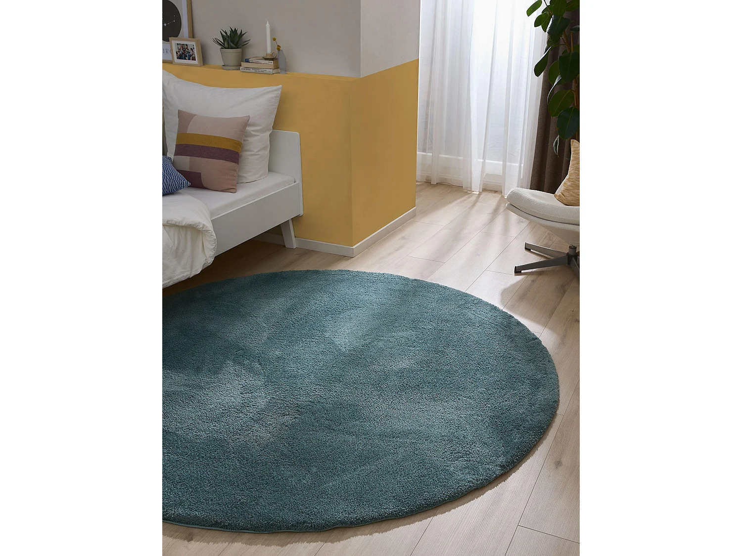 Tapis à poils longs Soda Bleu foncé ø 200 cm rond